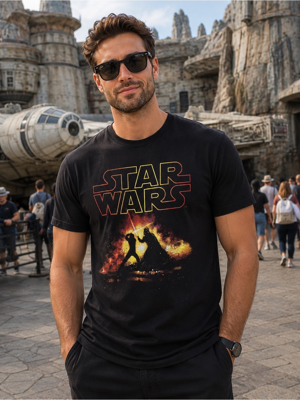 Disney Star Wars Lucas Films Black Graphic T-Shirt NWOT XL
